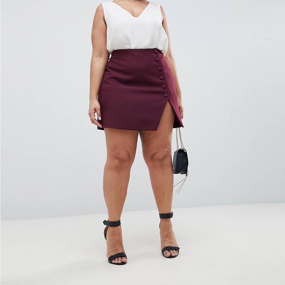 ASOS Curve Dresses & Skirts - ASOS Curve  • Side Button Mini Skirt With Front Split